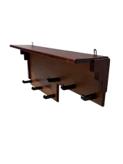 Art Deco Wall Coat Rack, Solid Oak & Padouk, Amsterdamse School Design, 1920s